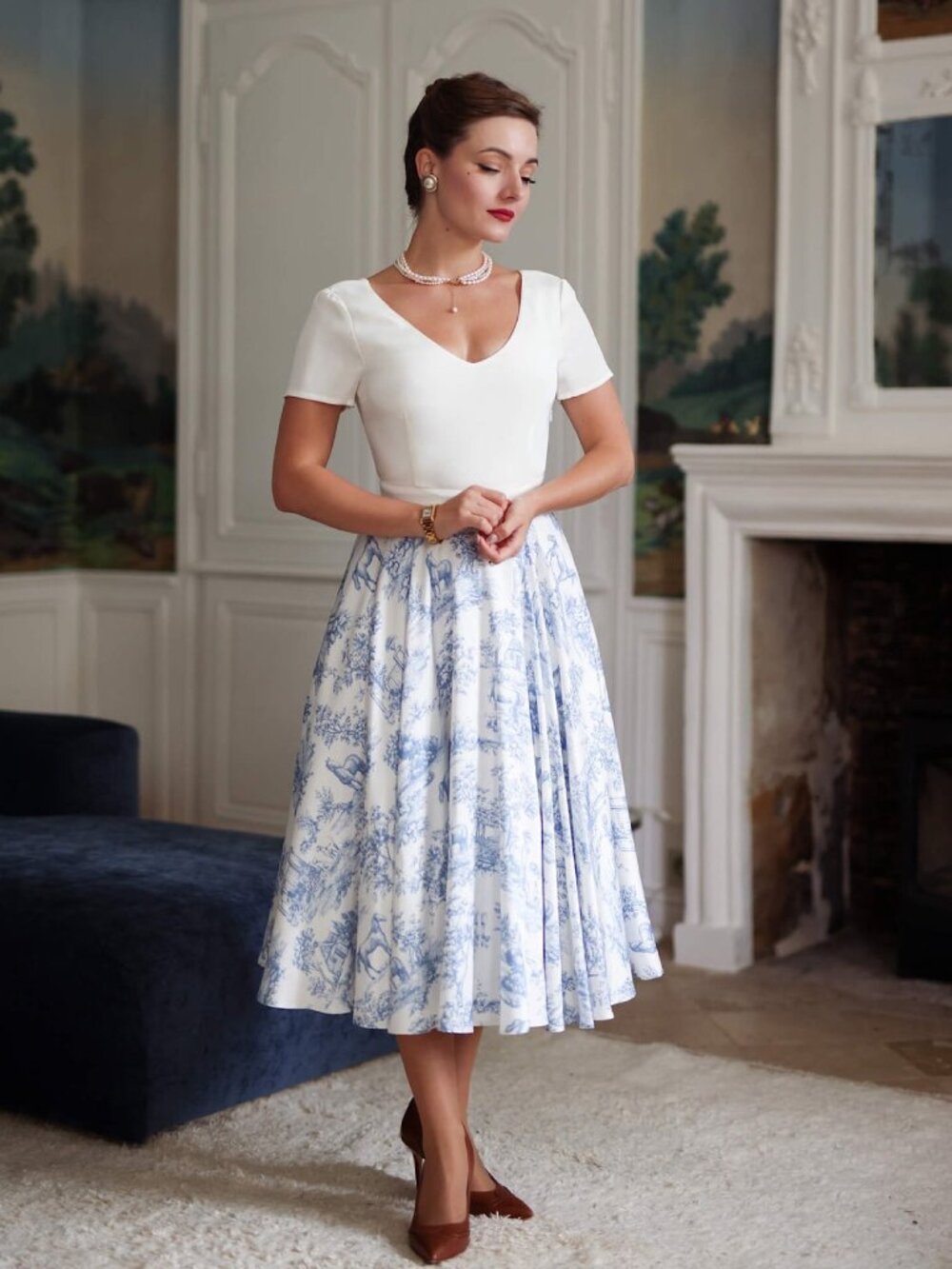 Gaâla Toile de Jouy Silk Dress